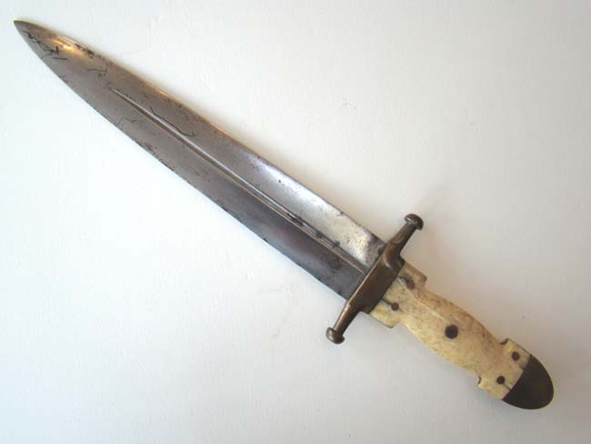 A 19th century bone handled Knife with its' original brass mounted leather sheath circa 1830-1860 — image 2